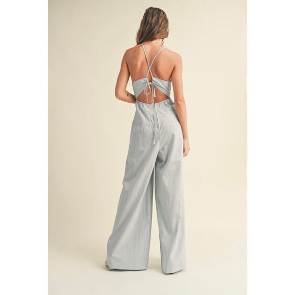 Washed Cotton Jumpsuit in Light Denim - Picture 2 of 16